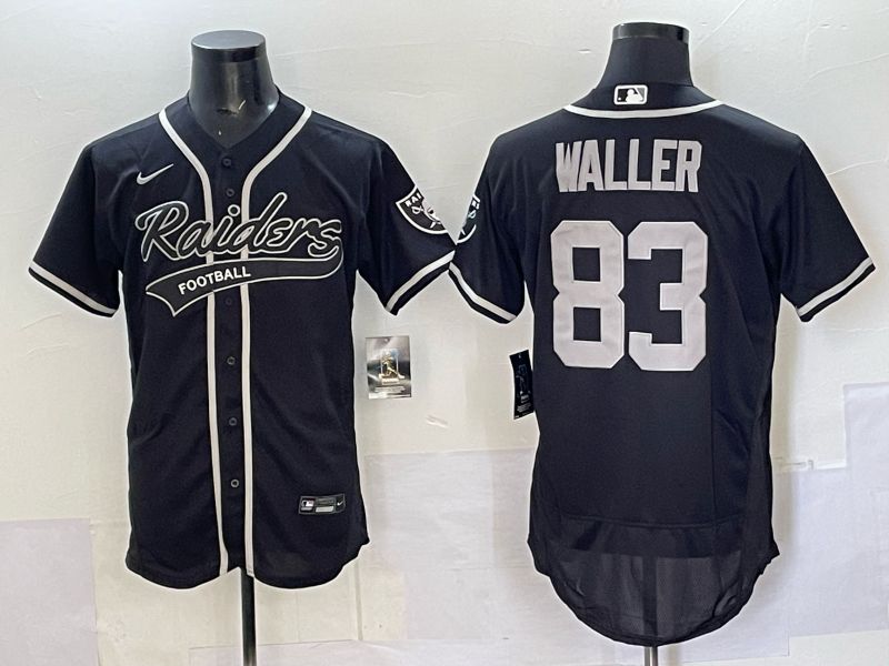Men 2025 Oakland Raiders 83 Waller black Joint Name Nike Elite NFL Jersey style 09